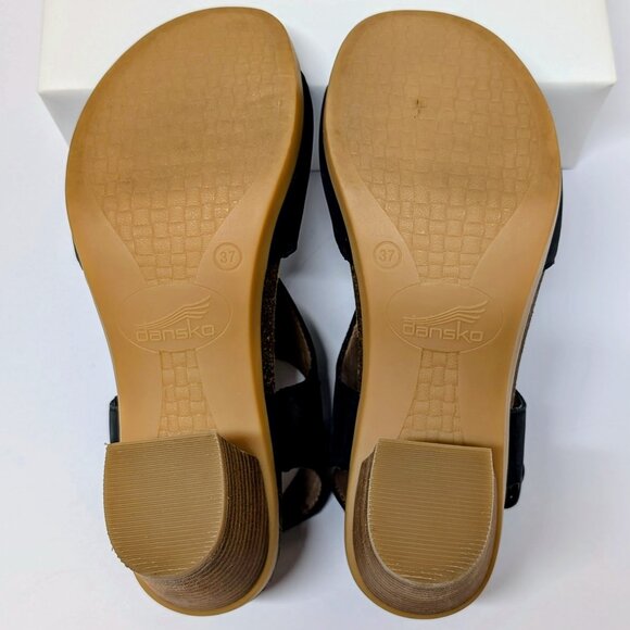 Dansko Deandra Block Heel Sandals in Black Nubuck Leather - Picture 13 of 16